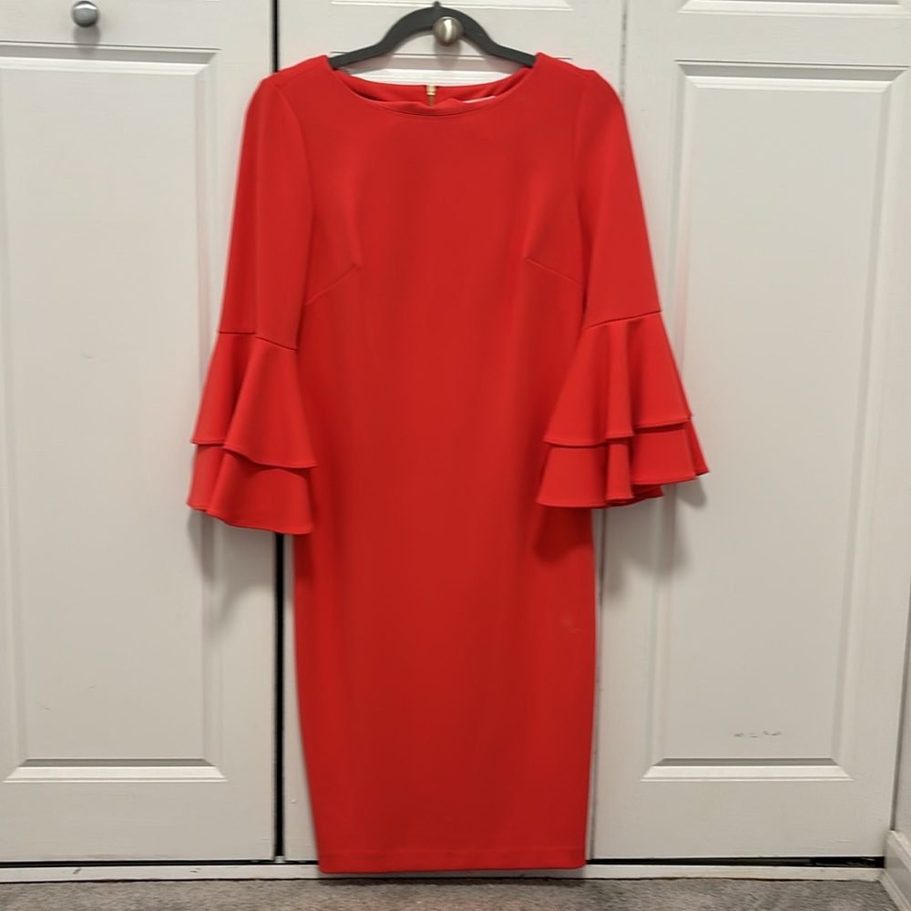 Calvin Klein coral bell sleeve dress